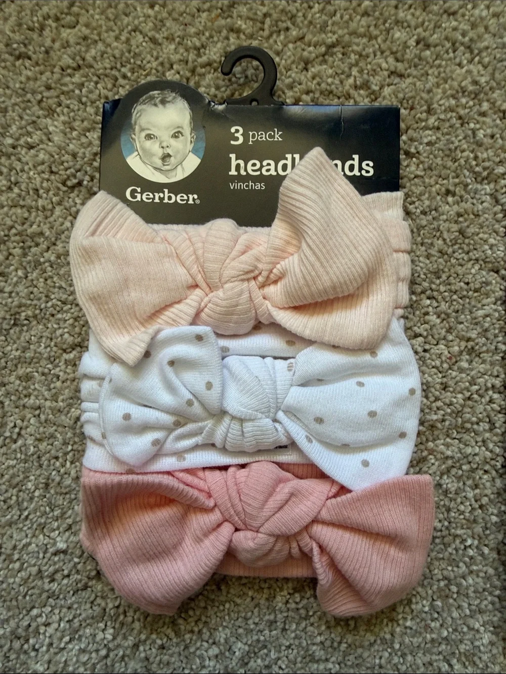 Gerber‎ Pink & White Baby Headbands and Flower Headwraps Lot